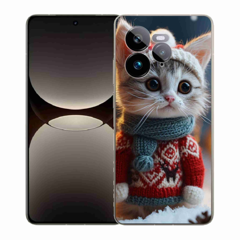Gél borítás mmCase a Realme GT 7 Pro 5G számára - cica pulóverben
