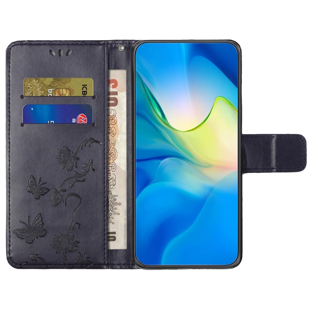 Virágos könyv tok Xiaomi Redmi 12 4G/5G - sötét lila