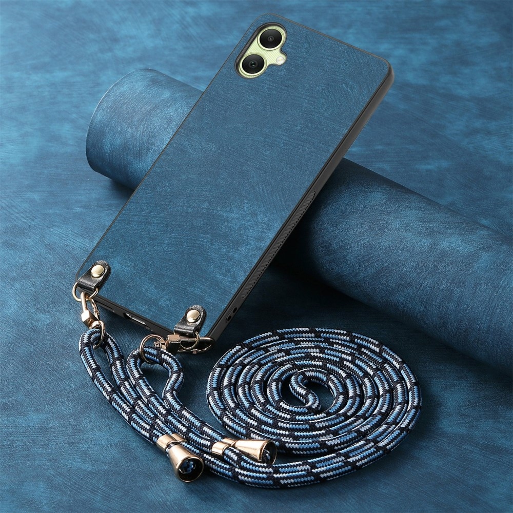 Retro zselés tok zsinórral és műbőrrel Samsung Galaxy A06 4G készülékhez - kék