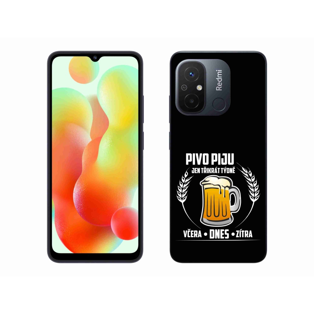 Gél borítás mmCase a Xiaomi Redmi 12C-hez - sör motívum fekete háttérrel
