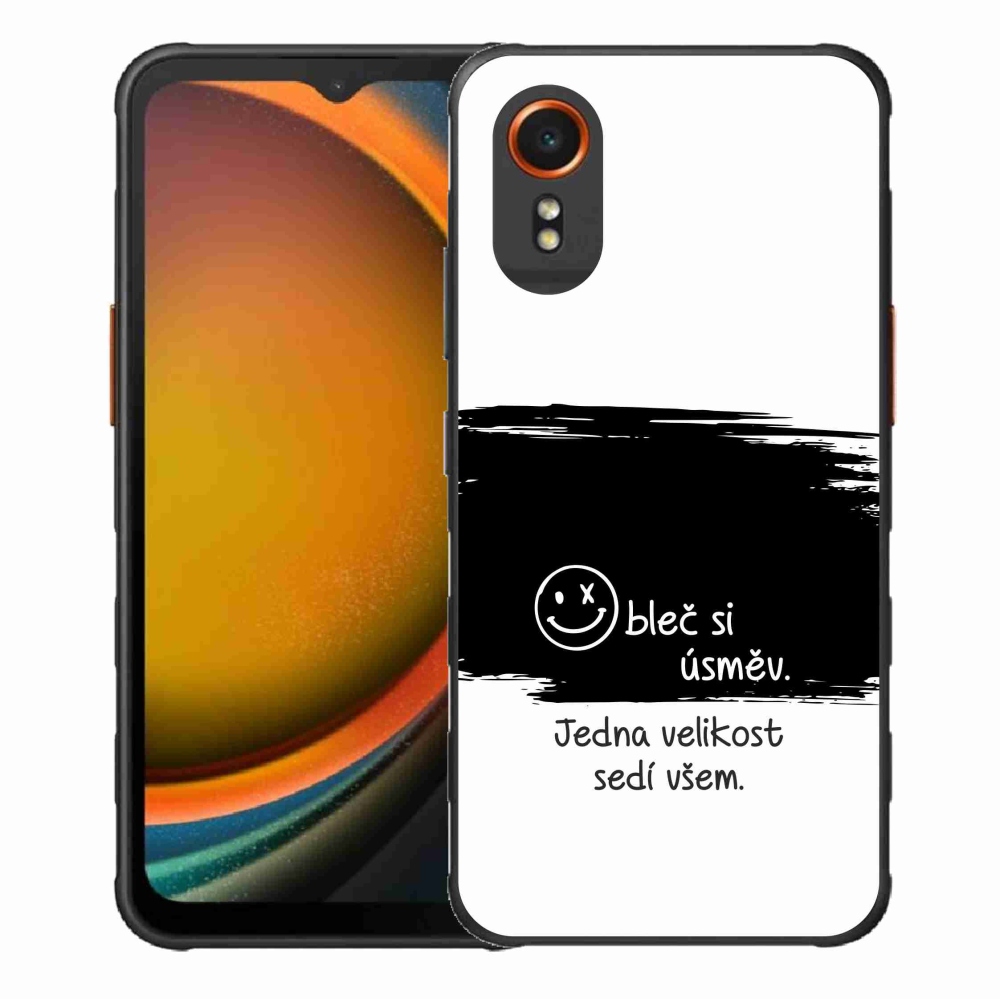 Gél borító mmCase Samsung Galaxy Xcover 7 - vicces szöveg 8 fekete-fehér háttérrel