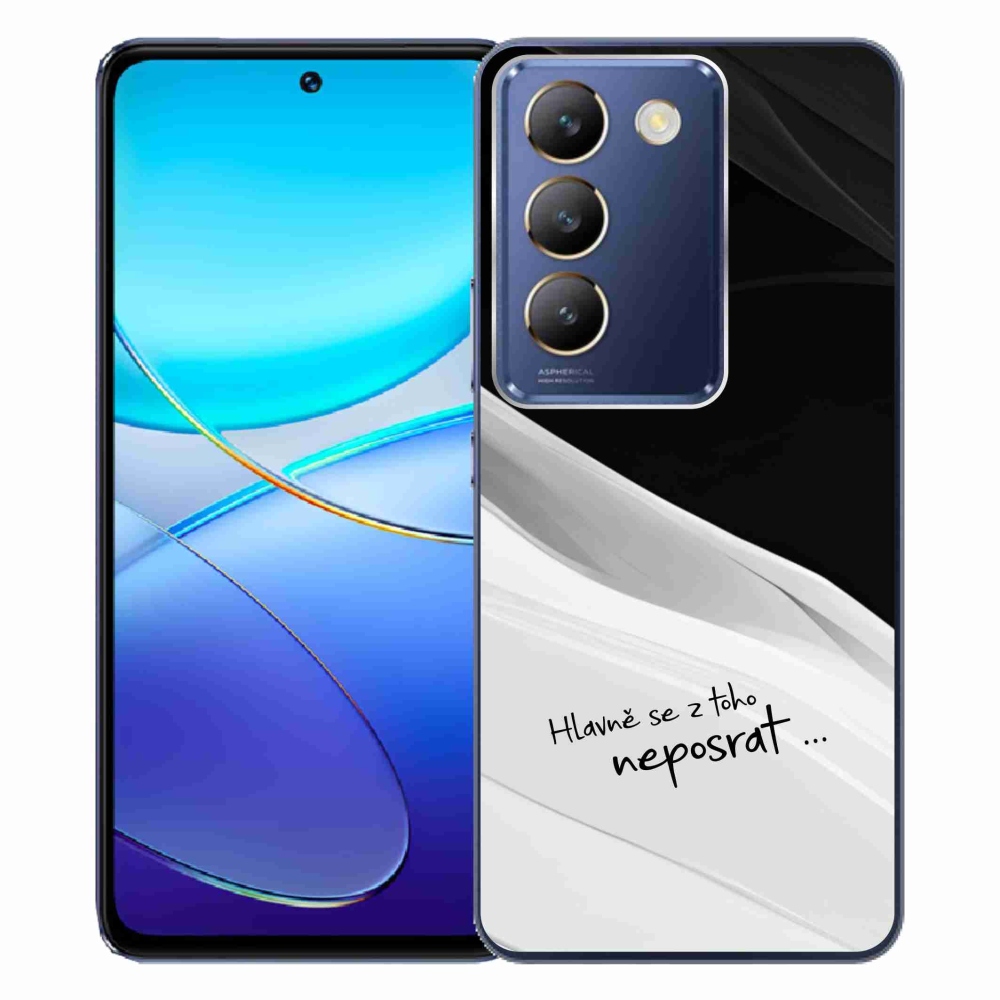 Gél borító mmCase a Vivo V40 SE 4G/5G készülékhez - vicces szöveg 13 fekete-fehér háttér