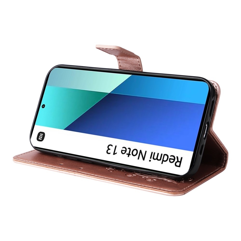 Nagy pillangó könyv tok a Xiaomi Redmi Note 13-hoz - rózsaarany színben