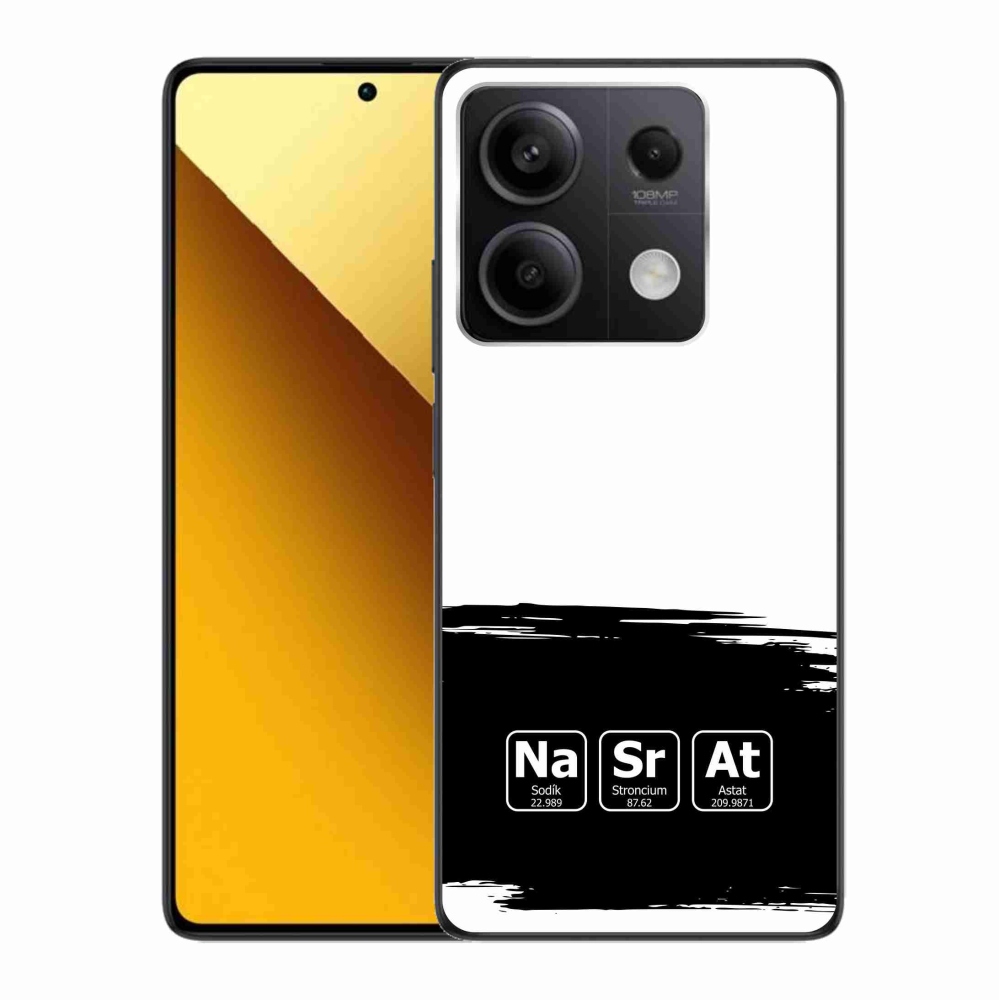 Gél borító mmCase a Xiaomi Redmi Note 13 5G - kémiai elemek fekete és fehér háttérrel