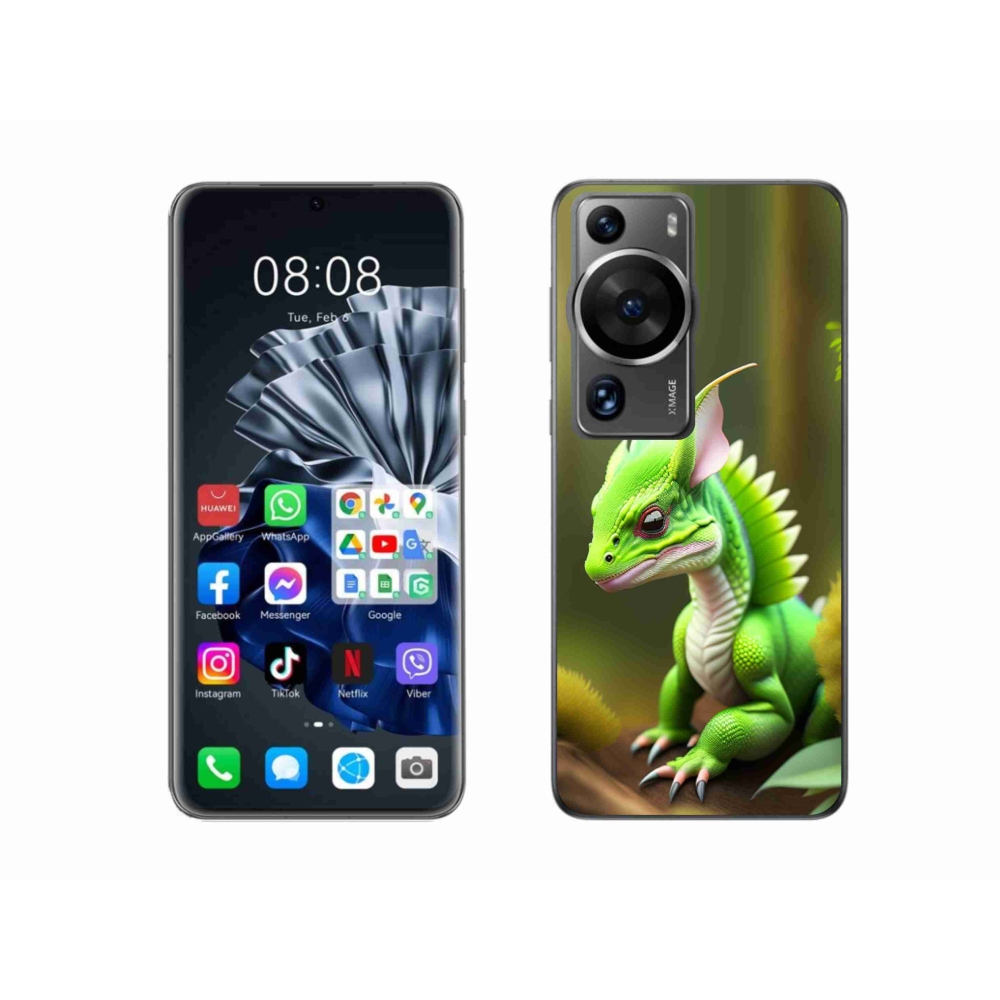 Gél borítás mmCase a Huawei P60 Pro készülékhez - zöld sárkány