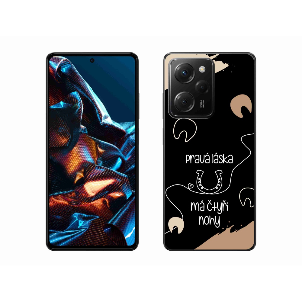 Gél borítás mmCase a Xiaomi Poco X5 Pro 5G számára - ló motívum fekete háttérrel