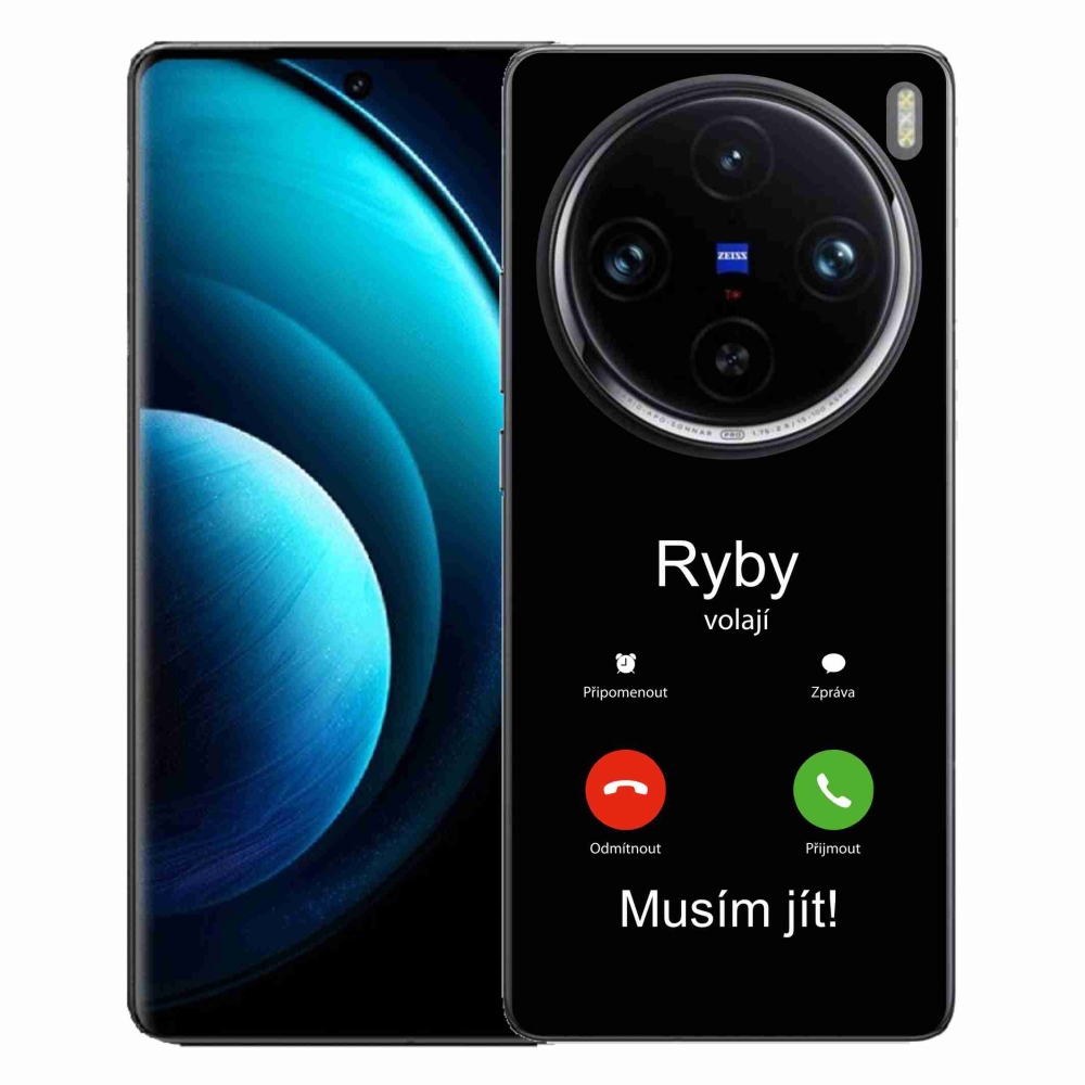 Zselés borítás mmCase a Vivo X100 Pro 5G-n - hal hívás fekete háttérrel