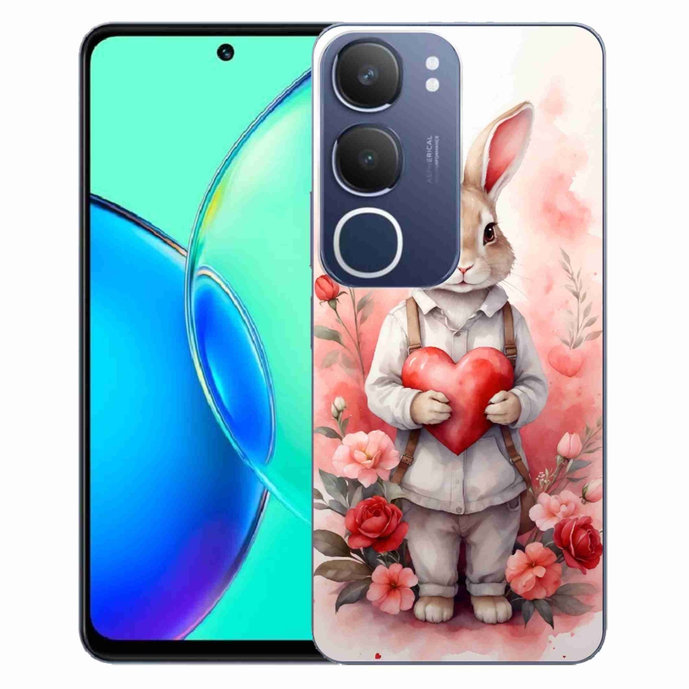 Zselés borítás mmCase a Vivo Y19s számára - nyúl szívvel