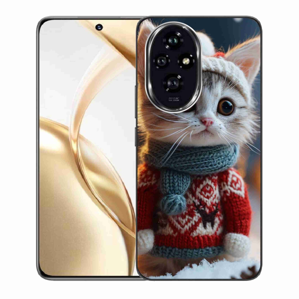 Zselés borító mmCase a Honor 200 5G számára - cica pulóverben