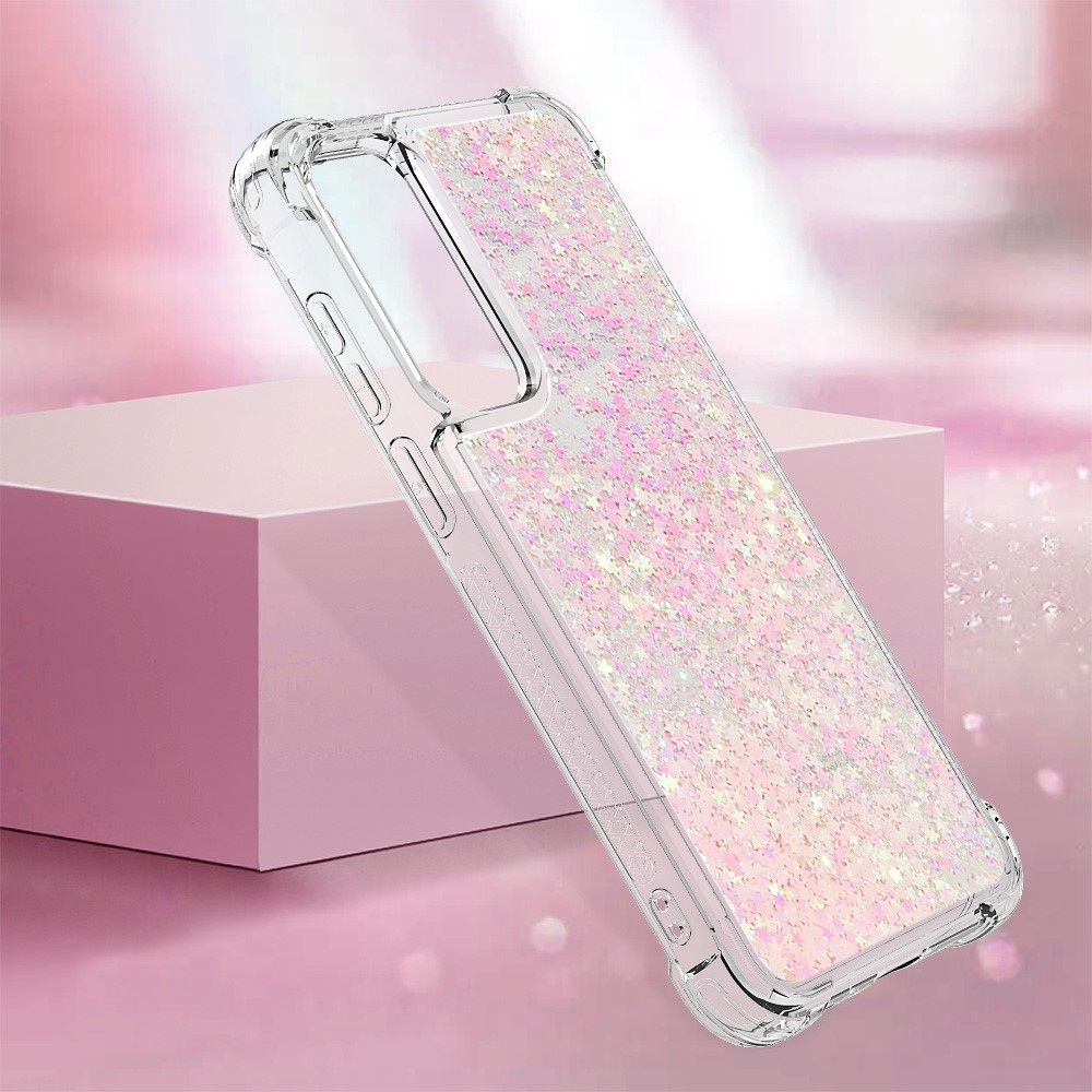 Glitter homokóra zselés tok Samsung Galaxy A36 5G - rózsaszín / csillagok