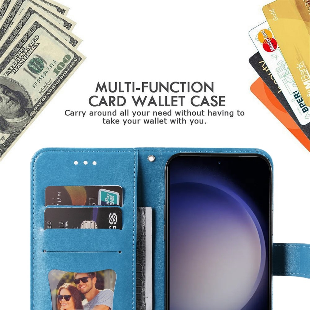 Virágos könyv tok Samsung Galaxy S25+ készülékhez - kék