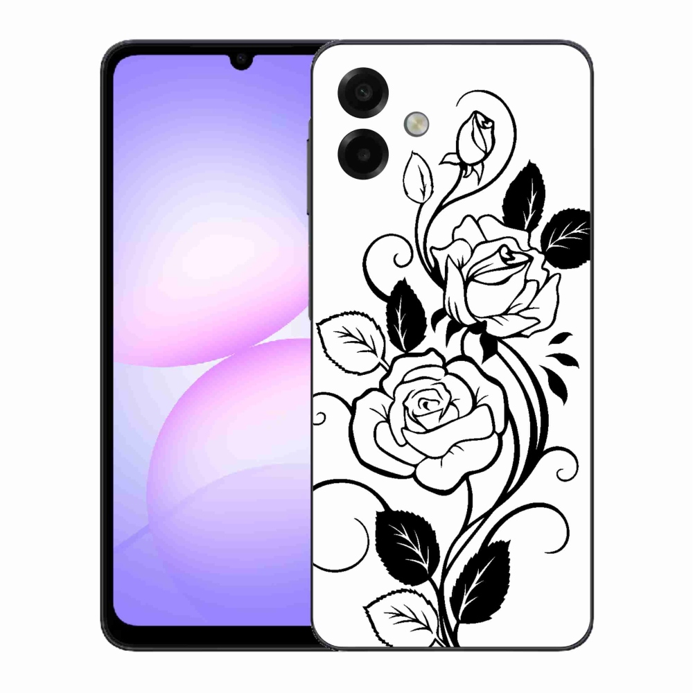 Zselés borítás mmCase Samsung Galaxy A07 4G - fekete és fehér rózsa