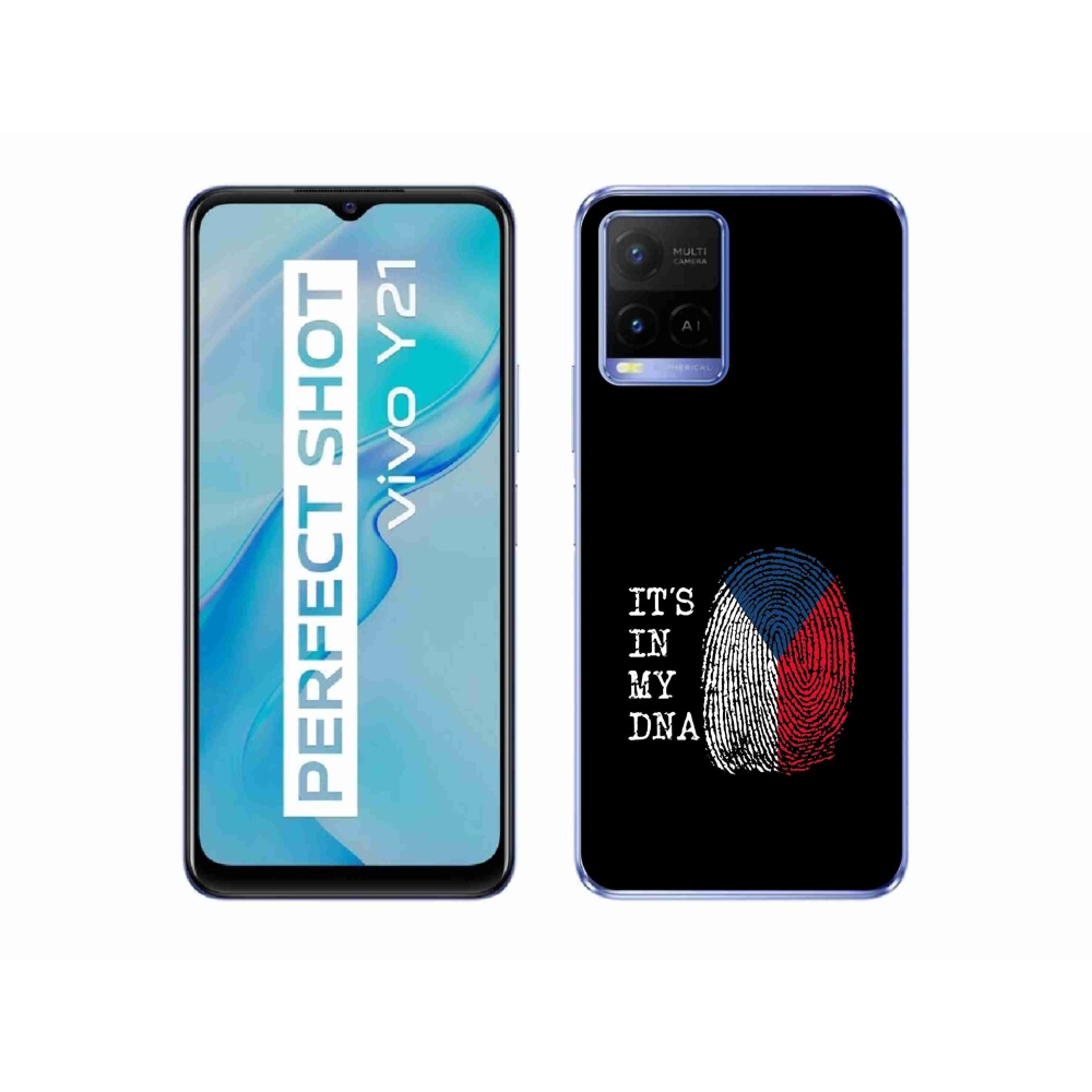 Gél védőhuzat mmCase a Vivo Y21/Y21s/Y33s készülékhez - zászlós ujjlenyomat fekete háttérrel