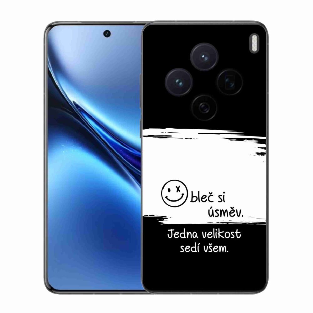 Gél borító mmCase a Vivo X200 5G készülékhez - vicces szöveg 8 fekete-fehér háttérrel