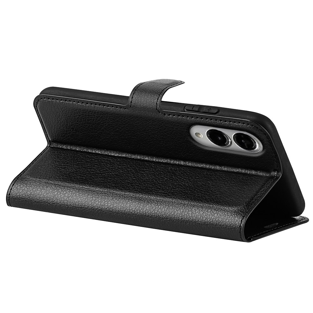 Litchi könyv tok Samsung Galaxy S25 Edge készülékhez - fekete