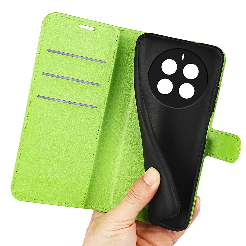 Litchi könyvtáska a Realme 12 Pro 5G/12 Pro+ 5G 12 Pro+ 5G modellhez - zöld