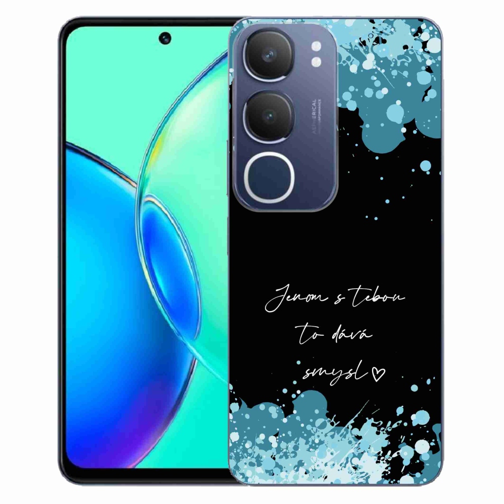 Gél borító mmCase a Vivo Y19s - szerelem szöveg fekete háttérrel