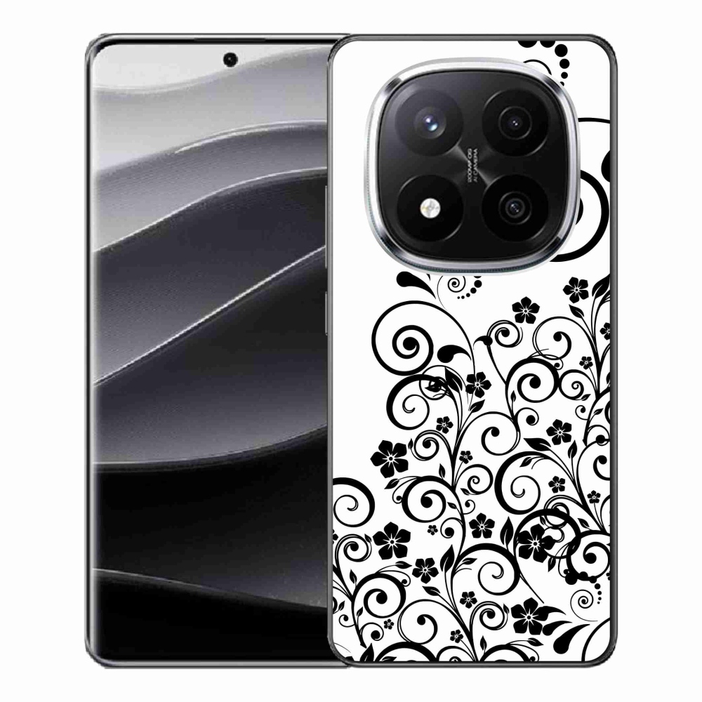 Zselés borítás mmCase a Xiaomi Redmi Note 14 Pro+ 5G számára - fekete és fehér virágminták