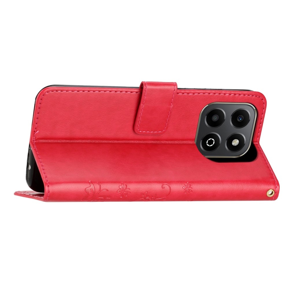 Virágok könyv tok Honor X6b - piros