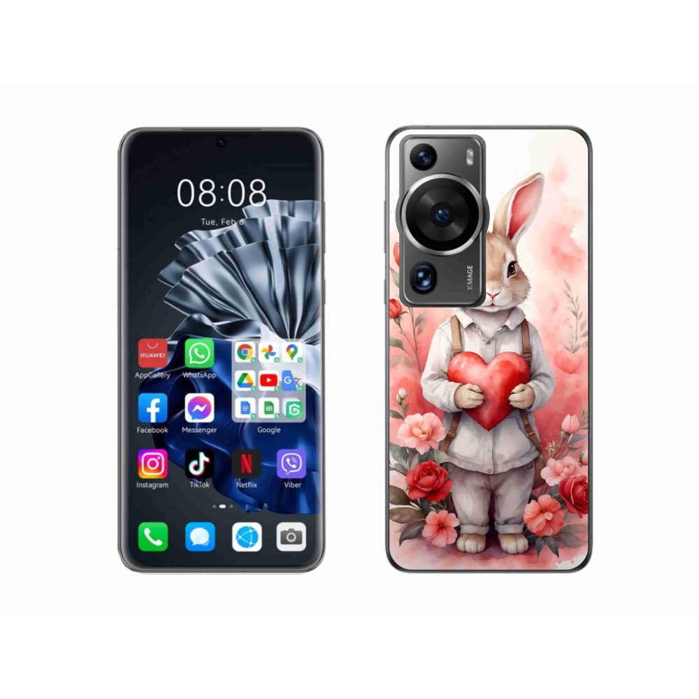 Gél borítás mmCase a Huawei P60 Pro számára - nyúl szívvel
