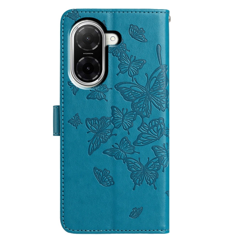 Virágos pillangó könyv tok Xiaomi Redmi A5 (171.7x77.8x8.3mm) számára - kék