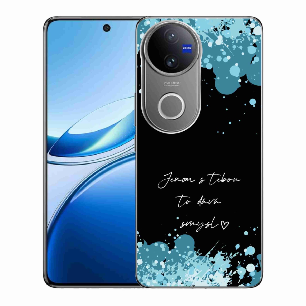 Gél borító mmCase a Vivo V50 5G-n - szerelem szöveg fekete háttérrel