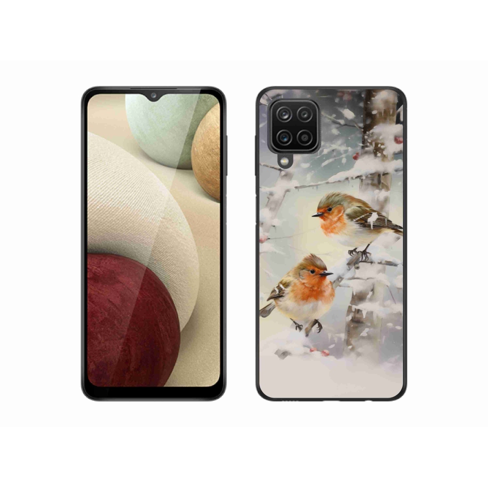 Gél borítás mmCase Samsung Galaxy A12 készülékhez - madarak télen