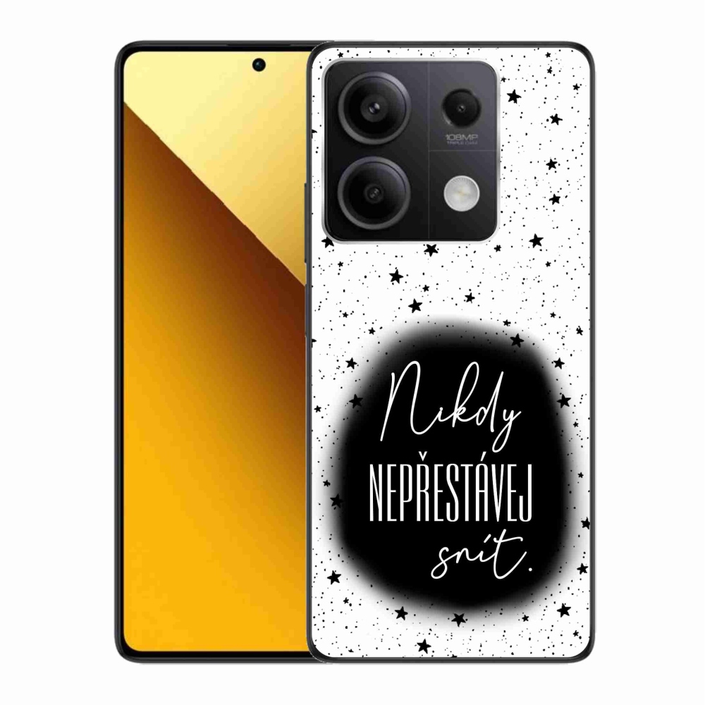 Gél borítás mmCase a Xiaomi Redmi Note 13 5G számára - idézet 1 fekete és fehér háttérrel