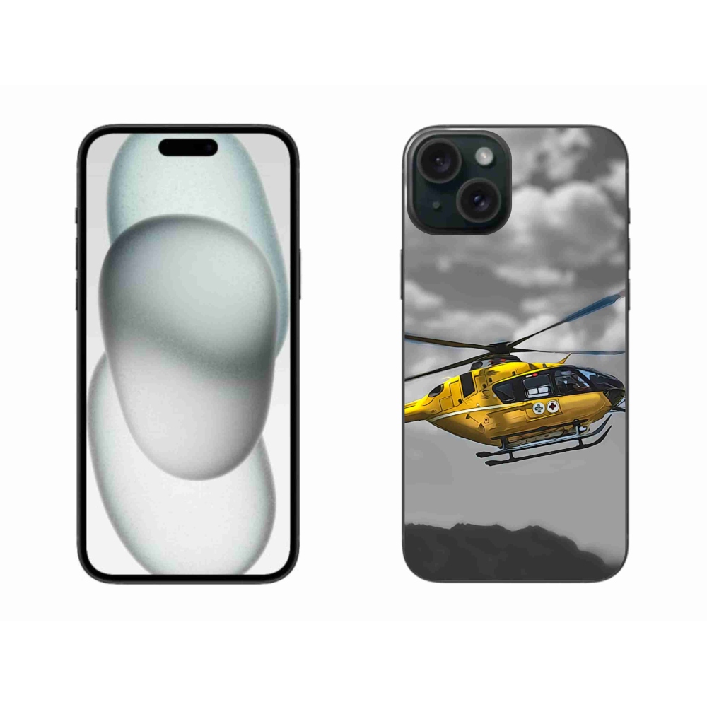 Gél védőhuzat mmCase iPhone 15 Plus készülékhez - sárga helikopter