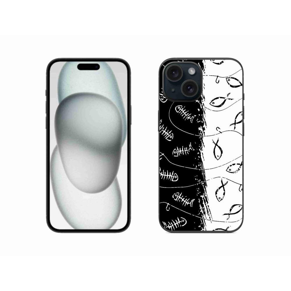 Zselés borítás mmCase iPhone 15 készülékhez - csontvázak és halak