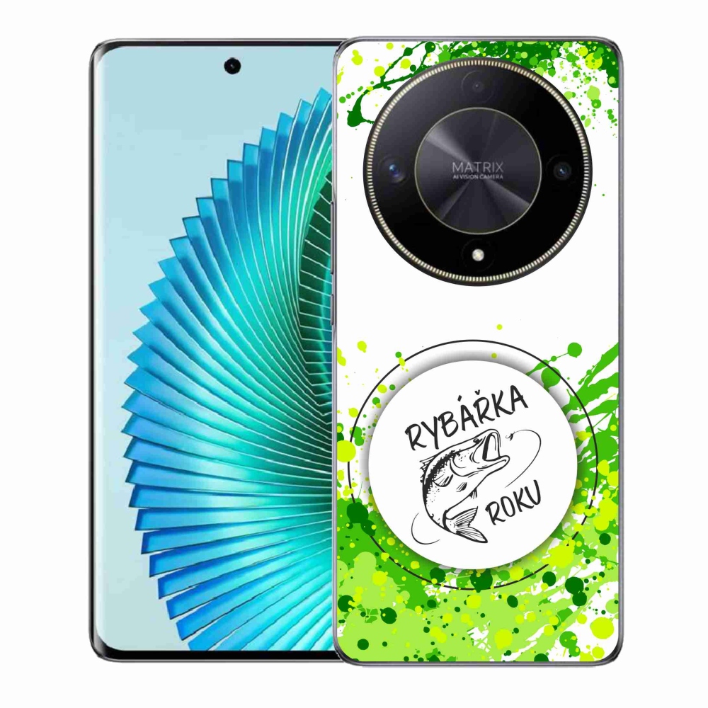 Gél borító mmCase a Honor Magic 6 Lite 5G számára - az év horgásza fehér háttérrel