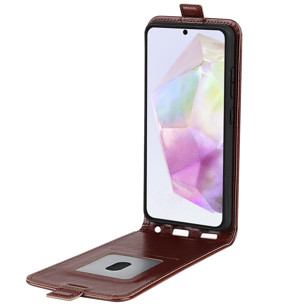 Függőleges könyvtáska Samsung Galaxy A36 5G/A56 5G készülékhez - barna színben