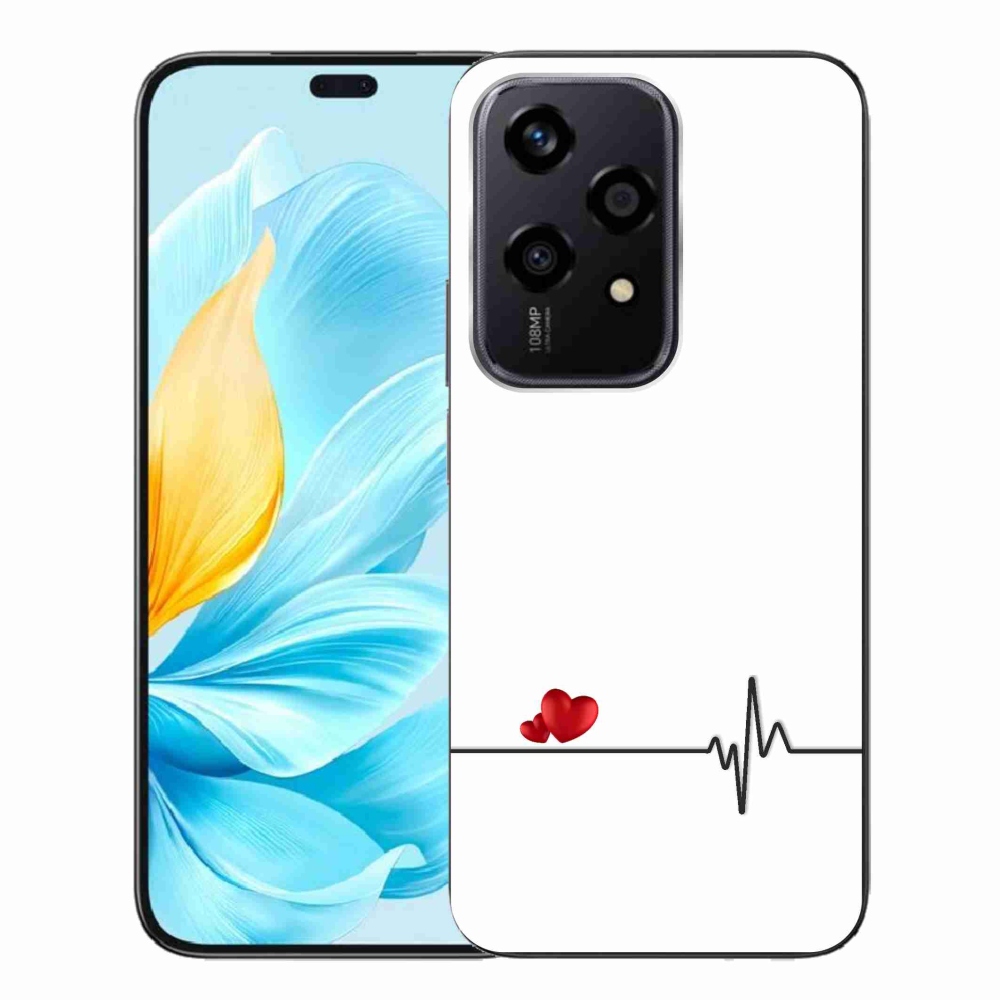 Gél borító mmCase a Honor 200 Lite 5G készülékhez - szív és szívverés fehér háttérrel
