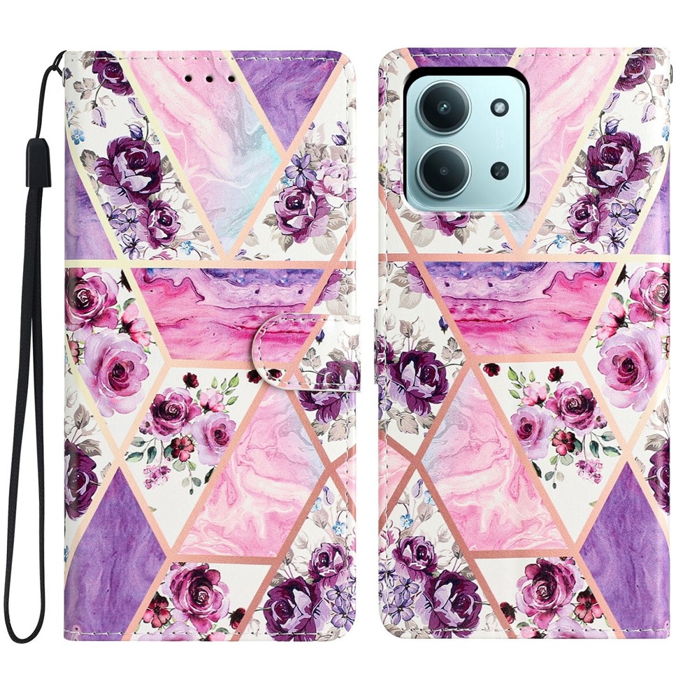 Egyedi könyv tok a Xiaomi Redmi 15C 4G/5G (173mm) - lila virágokhoz