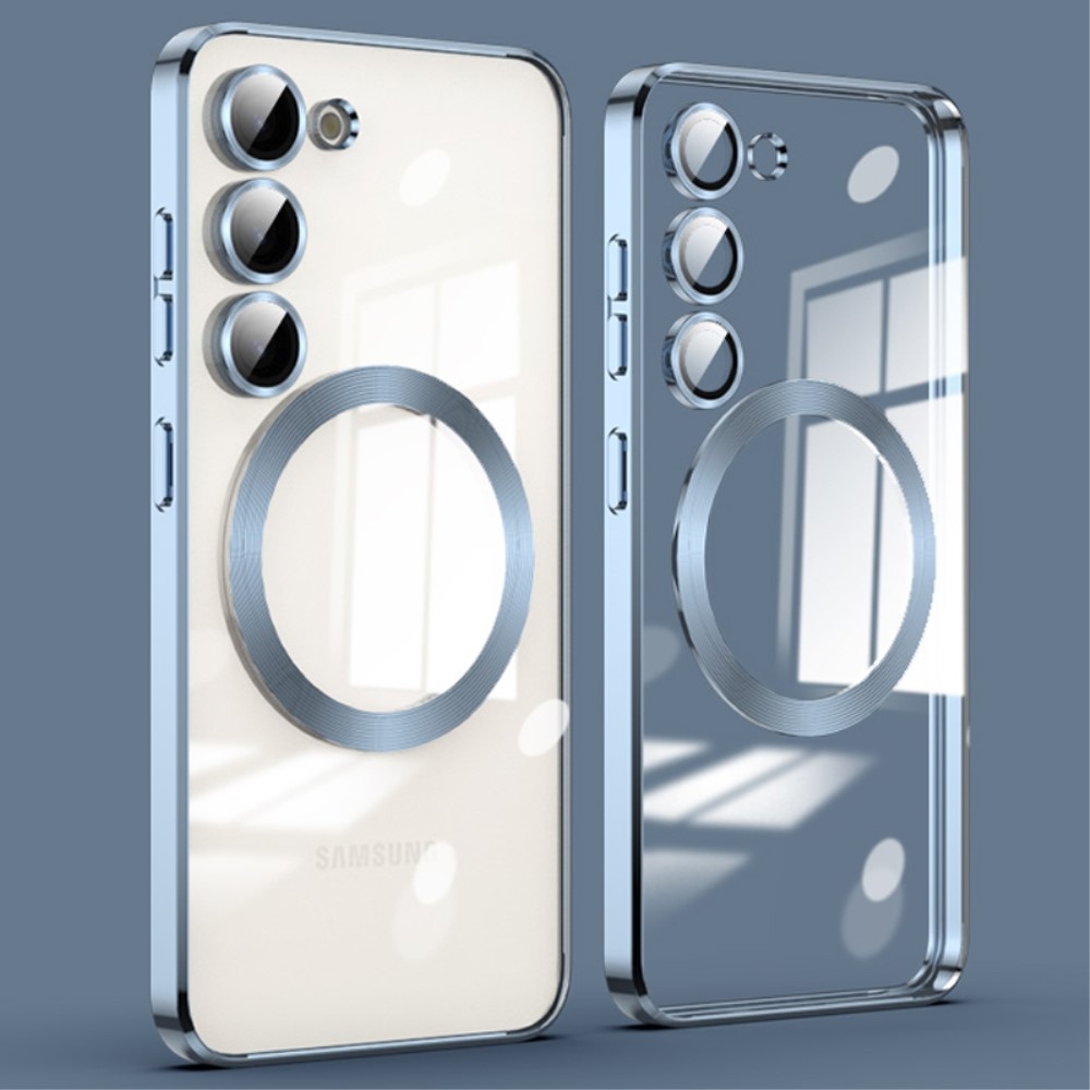 Átlátszó tok kameravédelemmel és MagSafe támogatással Samsung Galaxy S23 készülékhez - kék