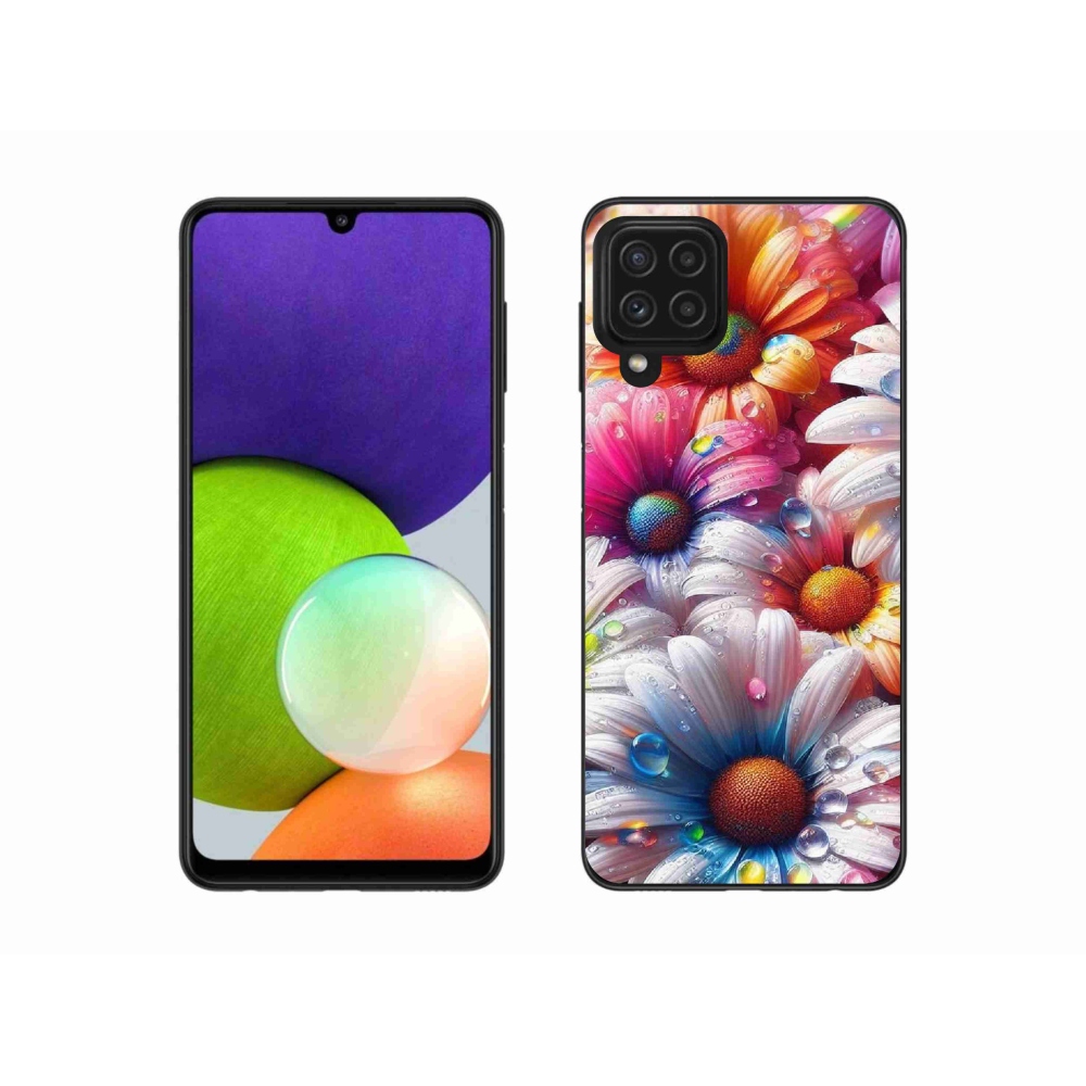 Zselés borítás mmCase Samsung Galaxy A22 4G - színes margarétákhoz