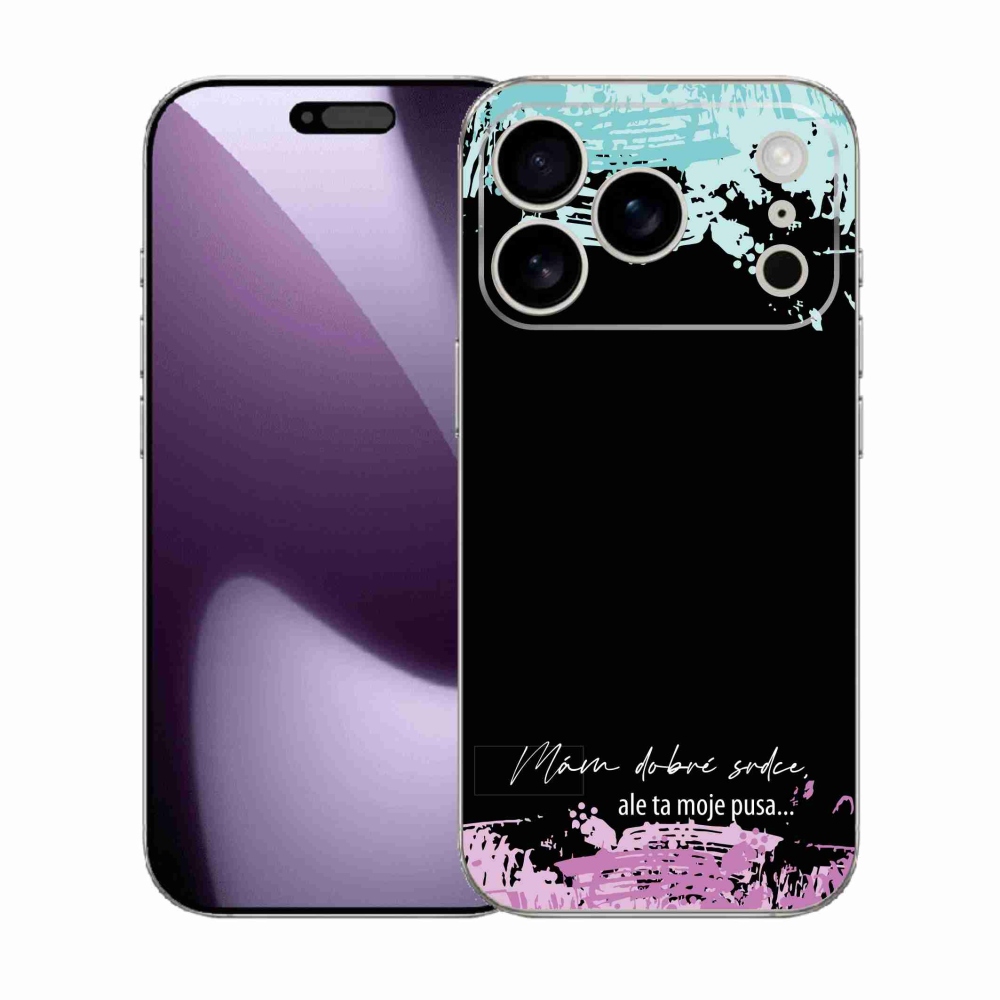 Gél borítás mmCase iPhone 17 Pro készülékhez - vicces szöveg 3 fekete háttér