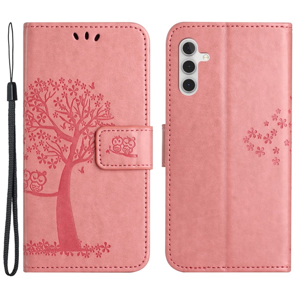 Fás könyv tok Samsung Galaxy S23 FE készülékhez - rózsaszín