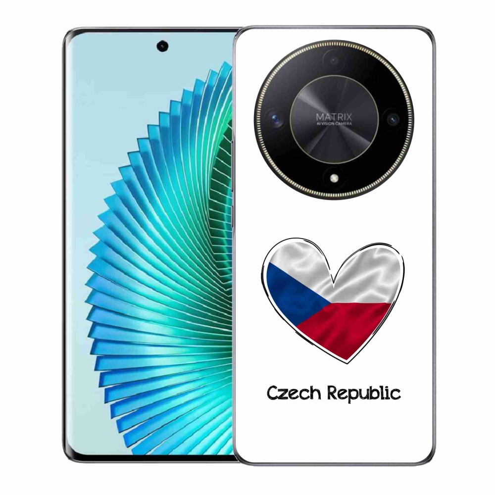 Gél borító mmCase a Honor Magic 6 Lite 5G készülékhez - szív zászló fehér háttérrel