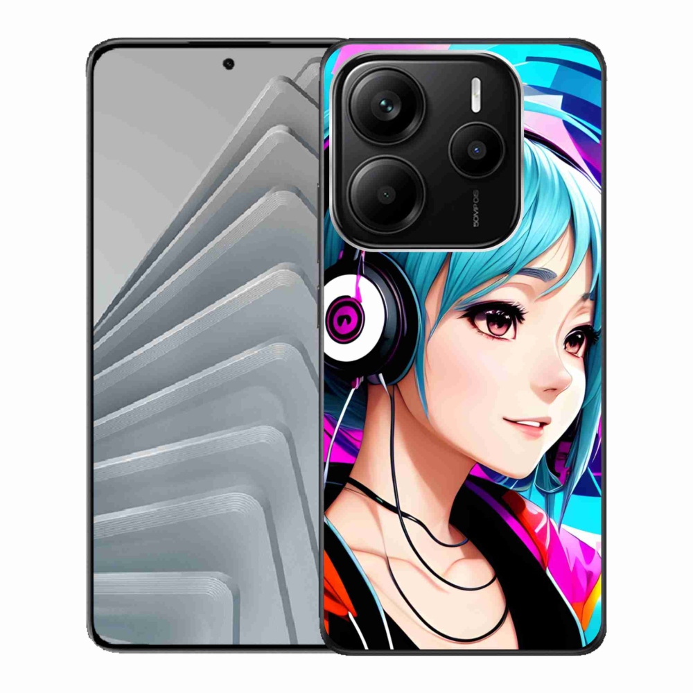 Gél borítás mmCase a Xiaomi Redmi Note 14 5G - lány fejhallgatóval