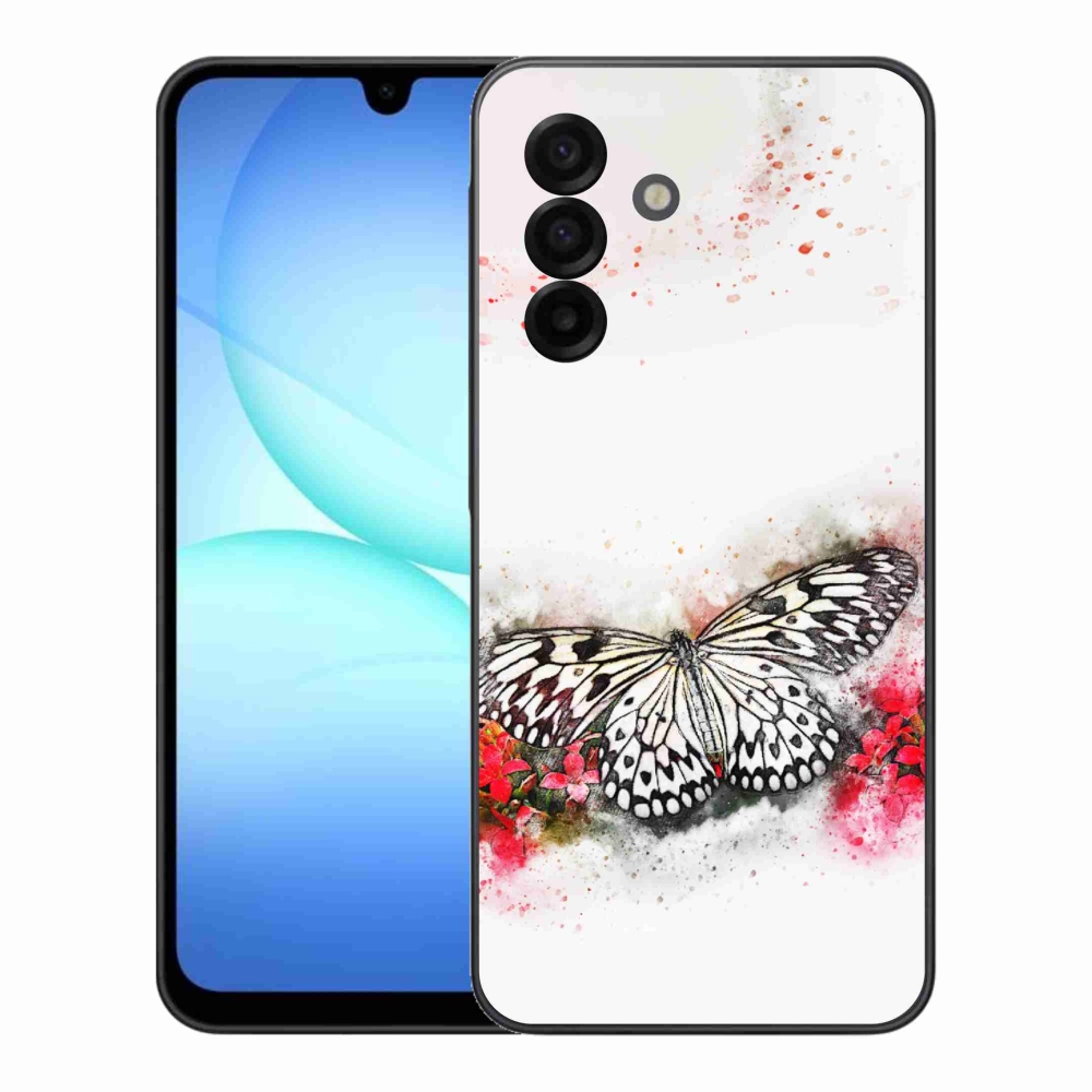 Gél védőhuzat mmCase Samsung Galaxy A17 4G/5G - fekete-fehér pillangóhoz