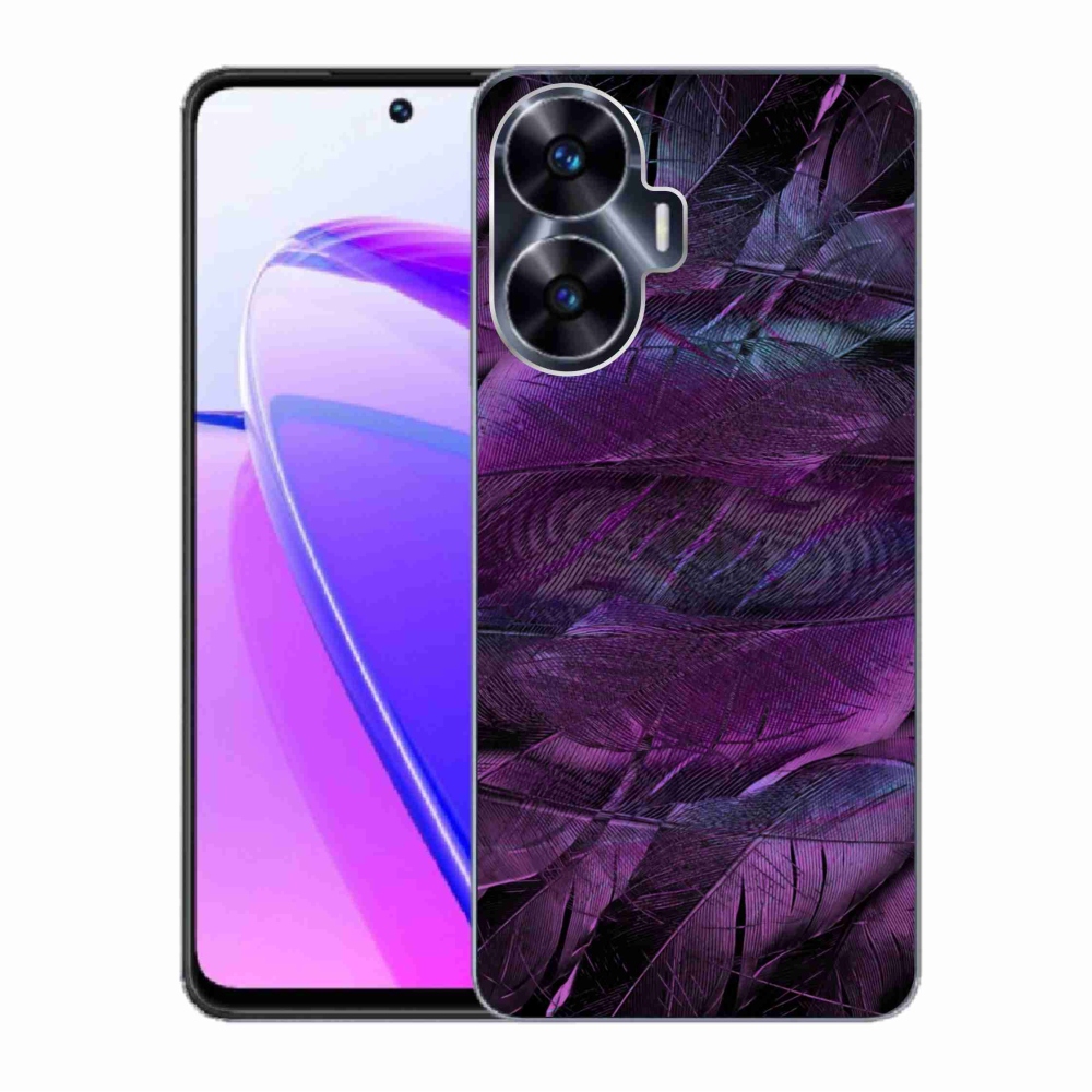 Gél borító mmCase a Realme C55 készülékhez - lila tollak