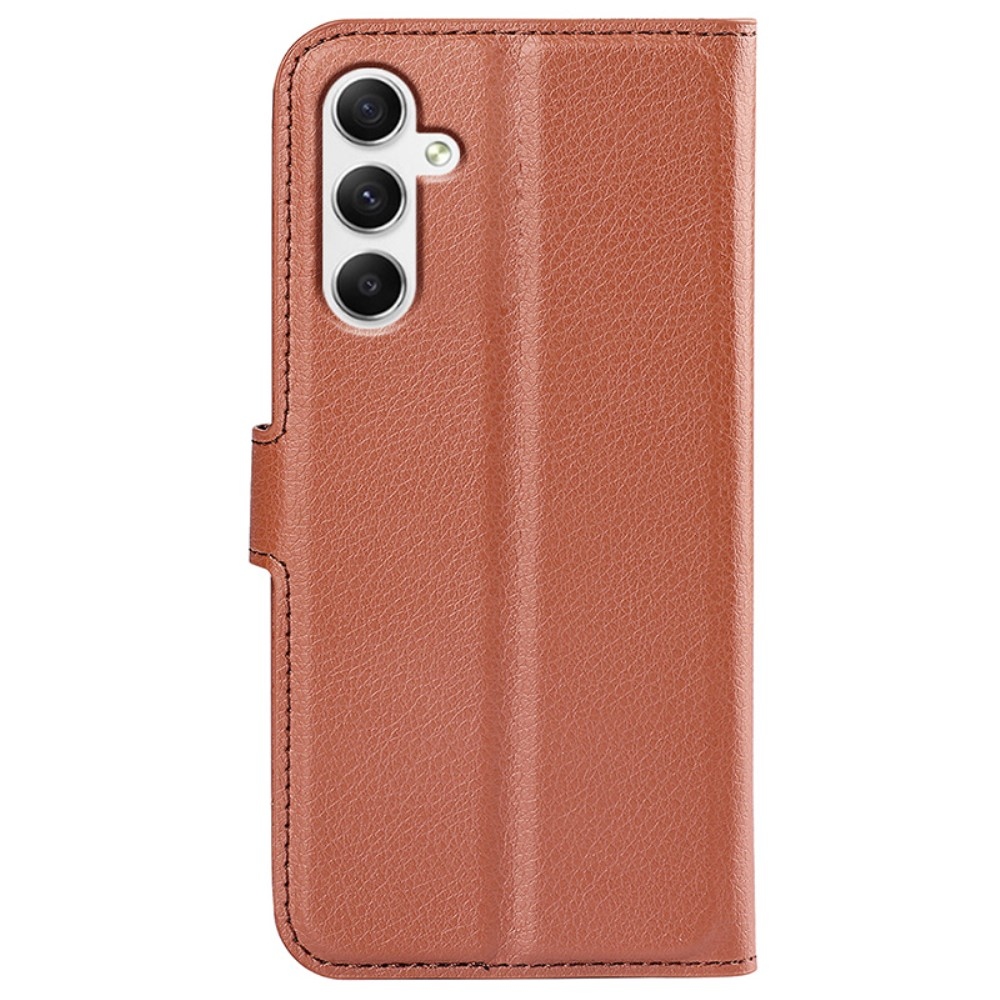 Litchi könyv tok Samsung Galaxy A35 5G - barna színben