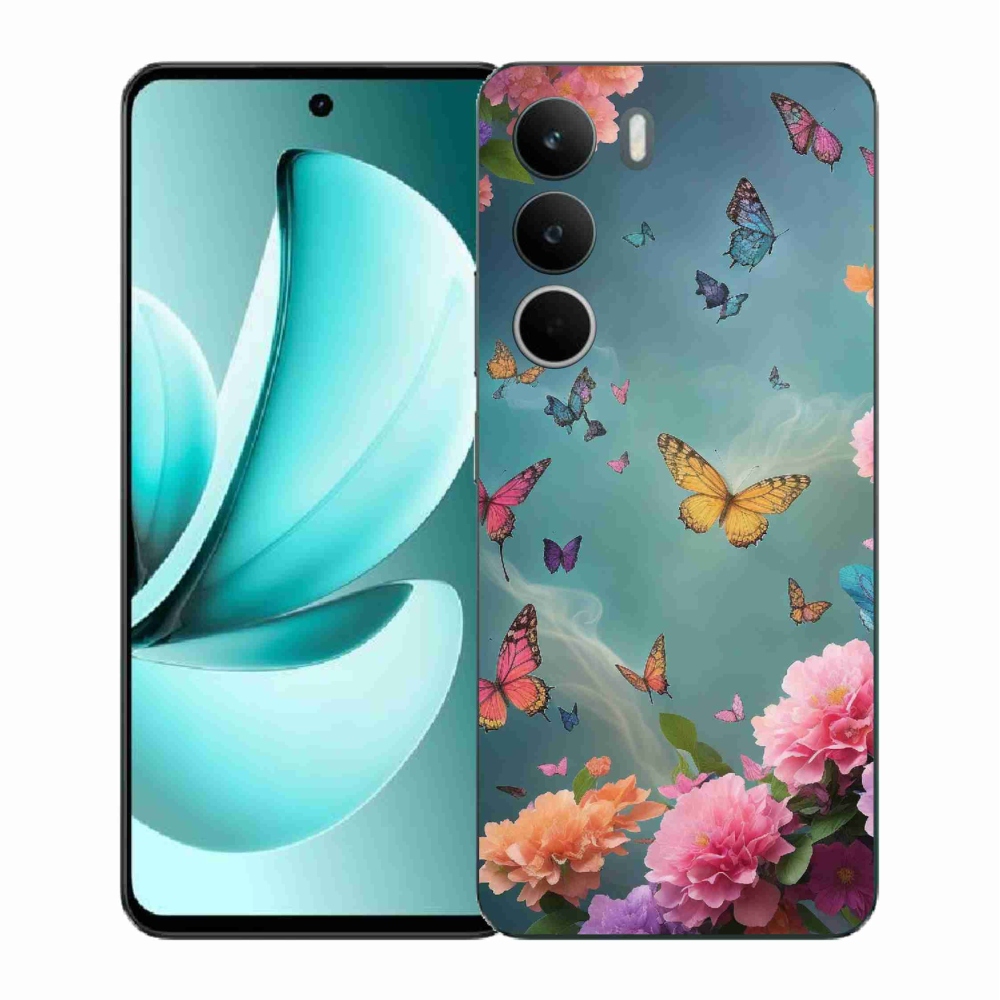 Gél borító mmCase a Realme C71 készülékhez - színes virágok és pillangók