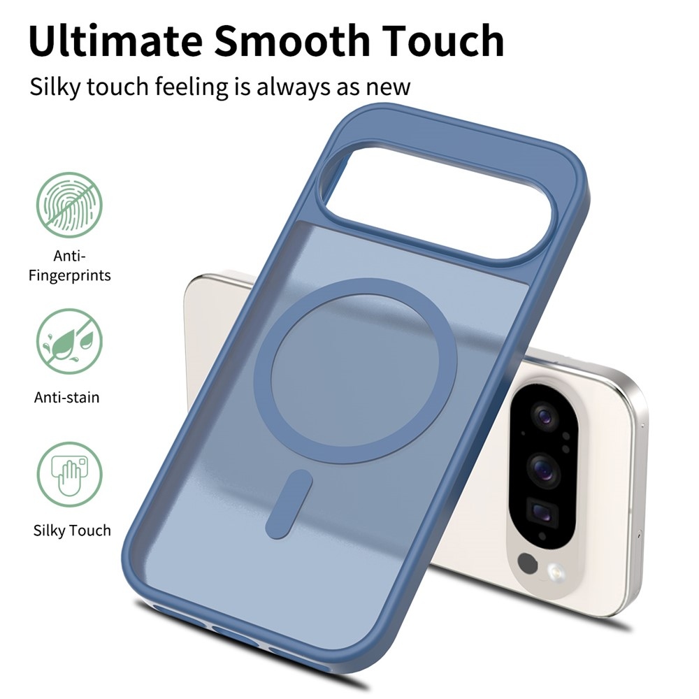 Bőr zselés tok kemény hátlappal és MagSafe támogatással a Google Pixel 10 Pro/Pixel 10 készülékhez - kék