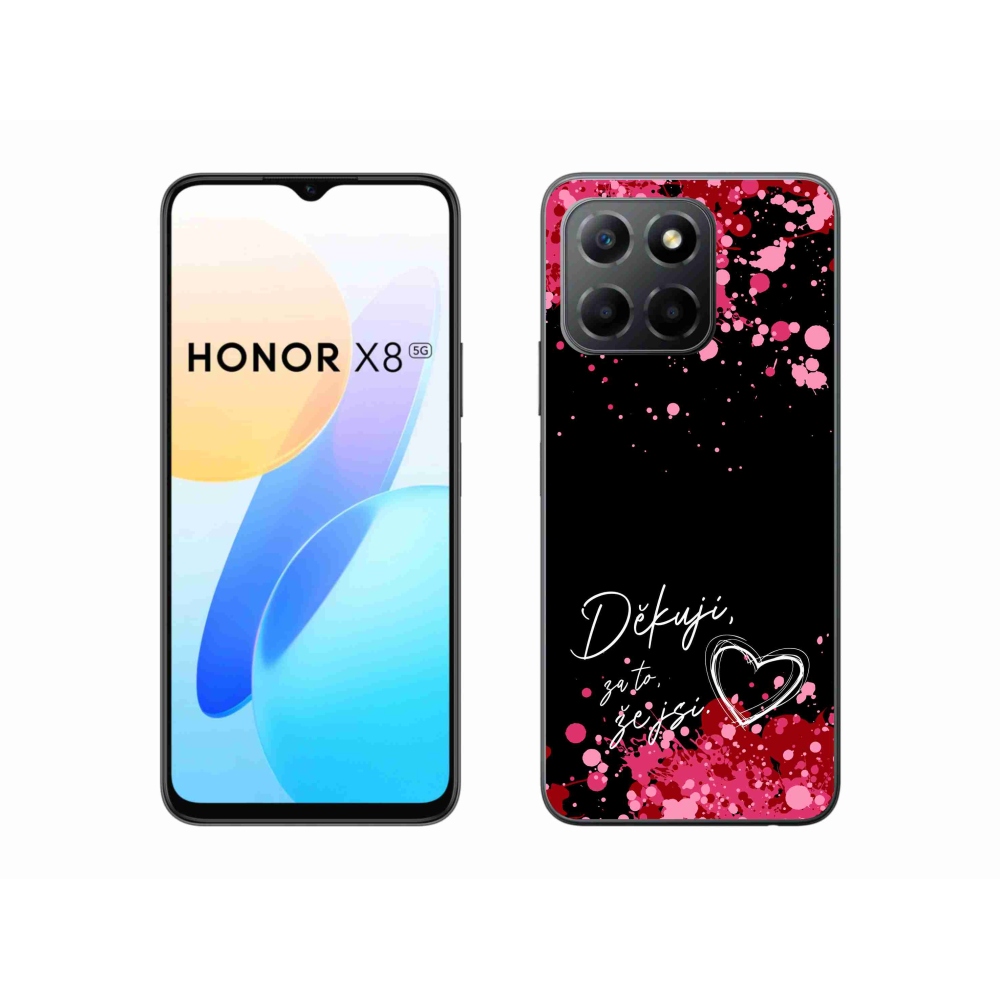 Gél borító mmCase a Honor X8 5G/Honor 70 Lite 5G készülékhez - love text 2 fekete háttér