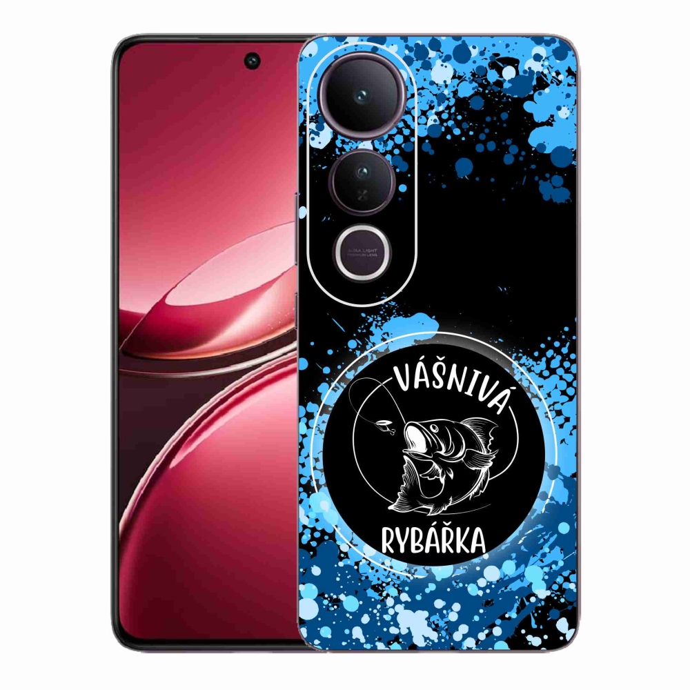 Gél borító mmCase a Vivo V50 Lite 4G/5G készülékhez - szenvedélyes halász fekete háttérrel