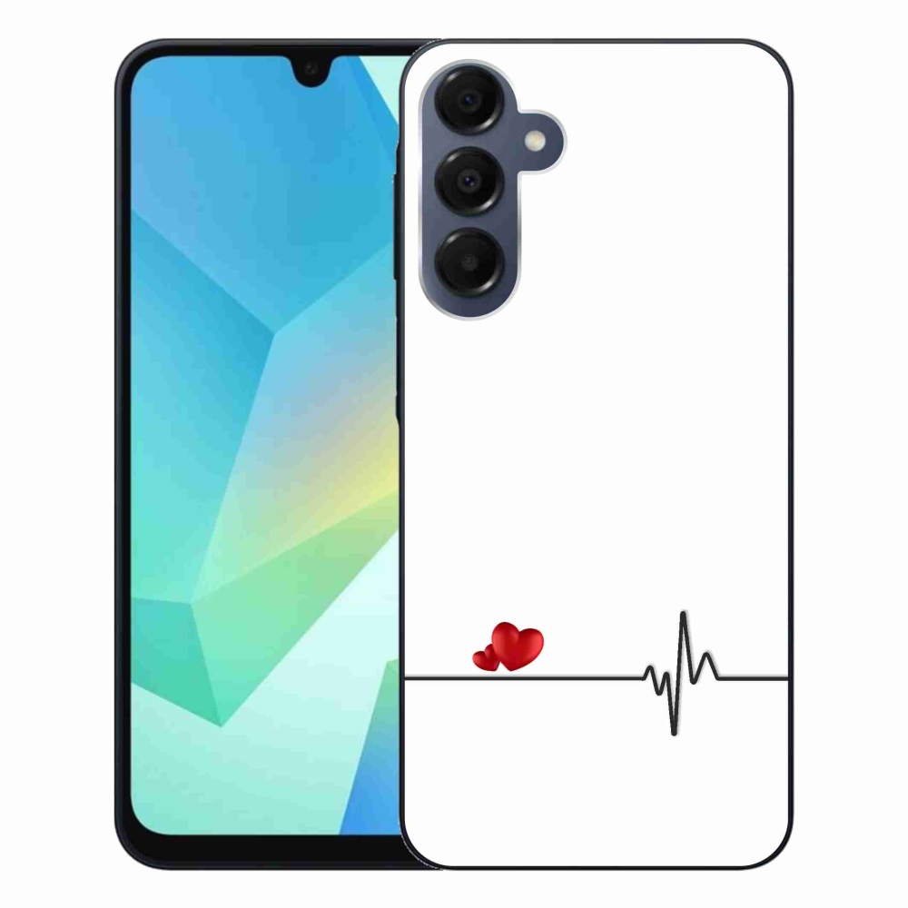 Gél borító mmCase Samsung Galaxy A16 4G/5G készülékhez - szív és szívverés fehér háttérrel