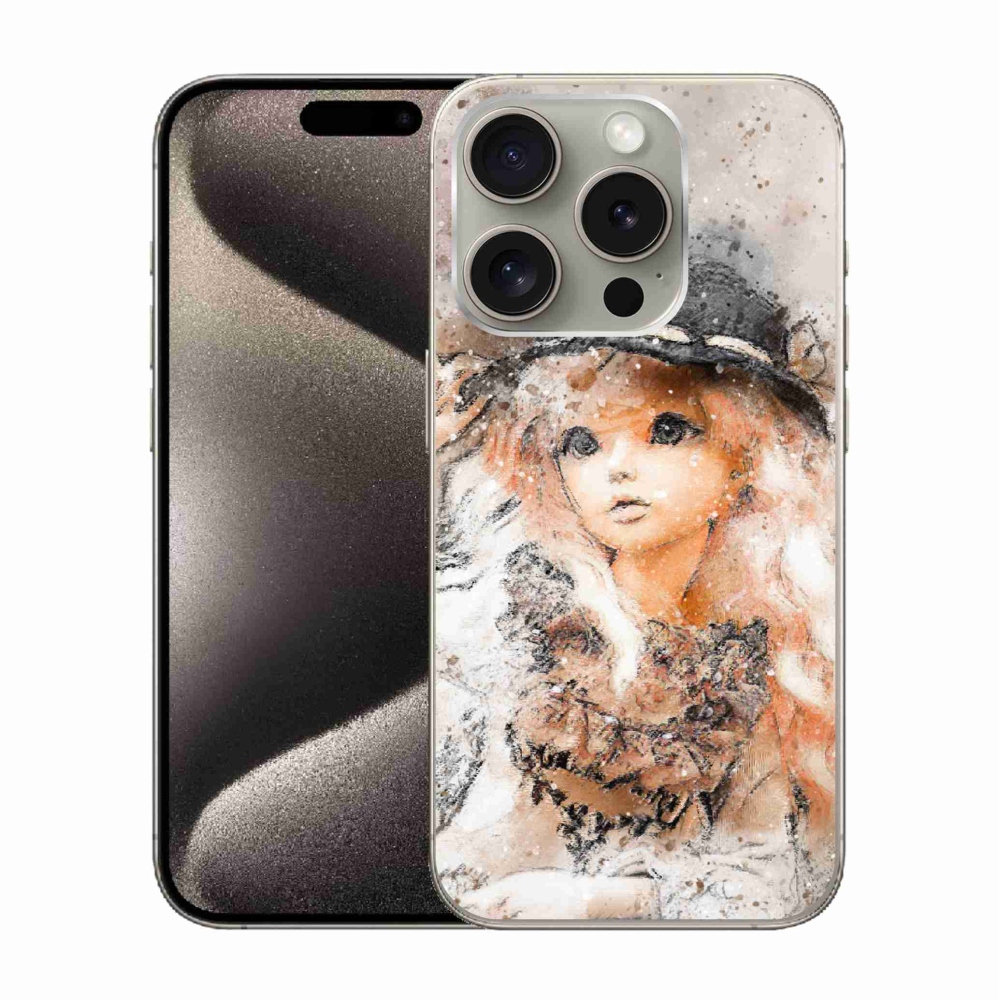 Zselés borítás mmCase iPhone 15 Pro készülékhez - lány sapkával