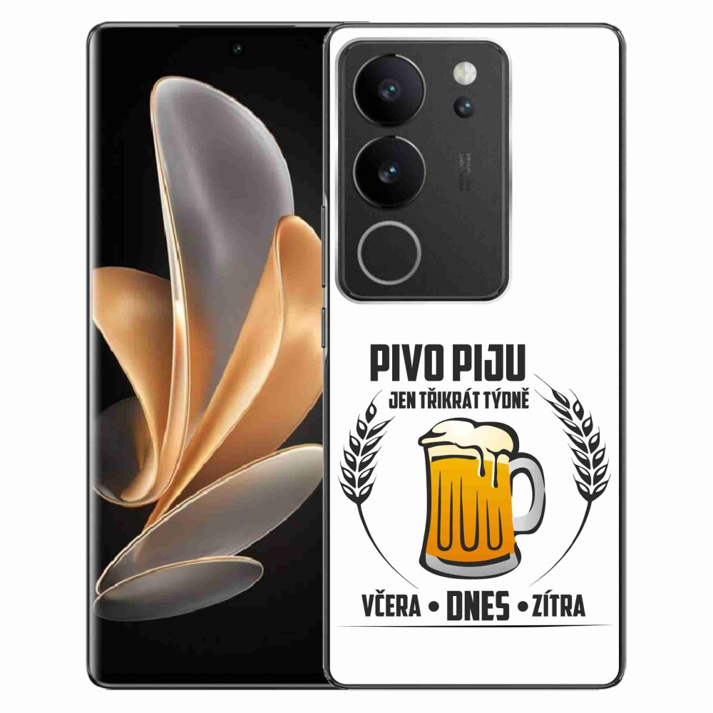 Gél borító mmCase a Vivo V29 5G-hez - sör motívum fehér háttérrel